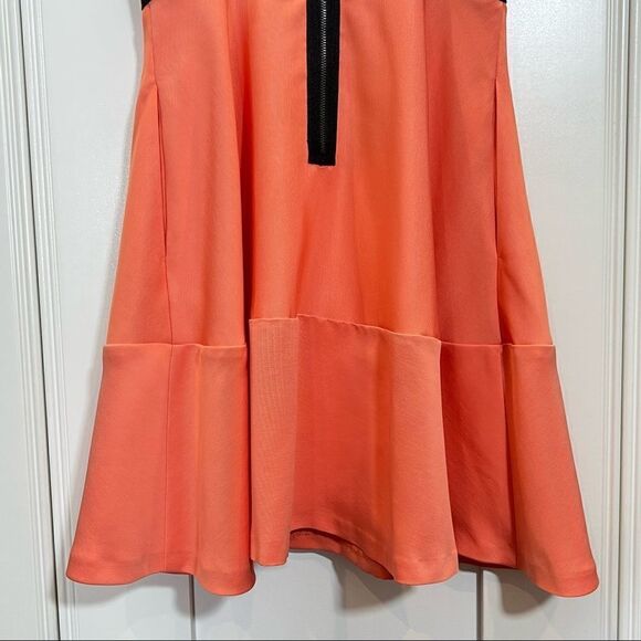 Rachel Rachel Roy Coral Salmon Pink Black Bandage Mini Dress Stretch Fit Flare 4 - Picture 8 of 12